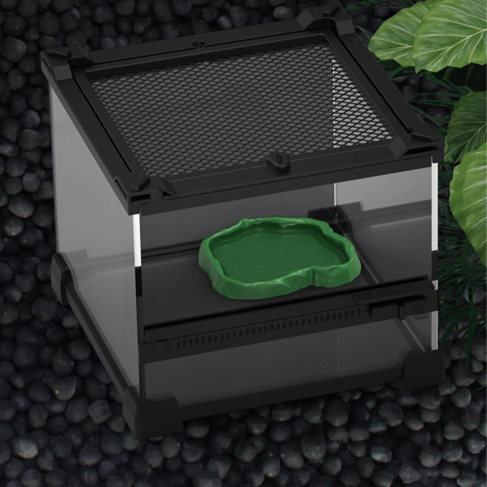Water Dish Reptile - 新しいABS樹脂製爬虫類用給餌ボウル、石模様の模造岩デザイン、水飲み皿、安全で耐久性のある給餌ボウル、ペットクローラー用