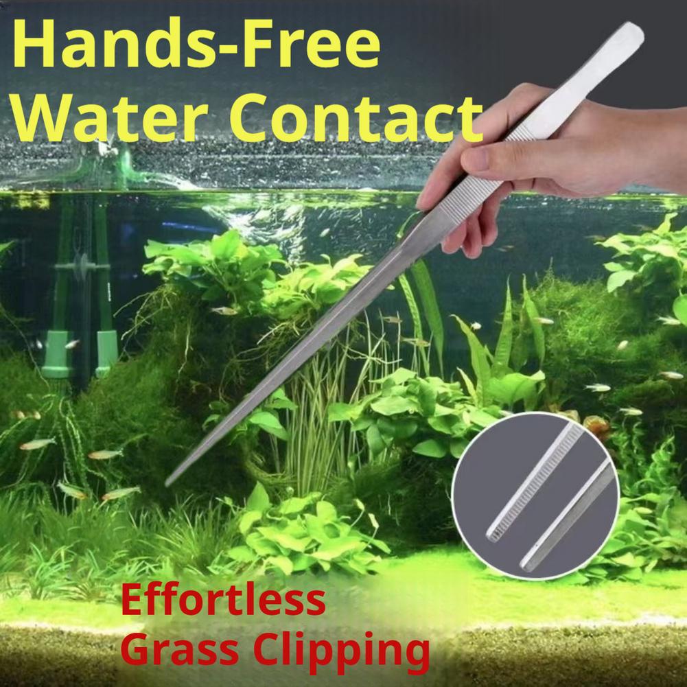 Feeding Tong Stainless - ステンレス製水槽ピンセット アクアスケープツール 直型・曲型鉗子 魚タンク植物給餌用トング クリップツール