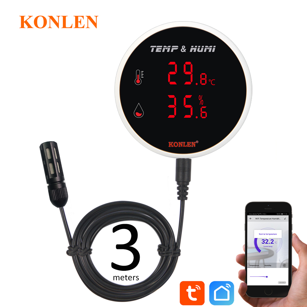 Tuya WIFI 温度湿度センサー温度計湿度計スマートライ - Digital Hygrometer Probe のレビューと価格