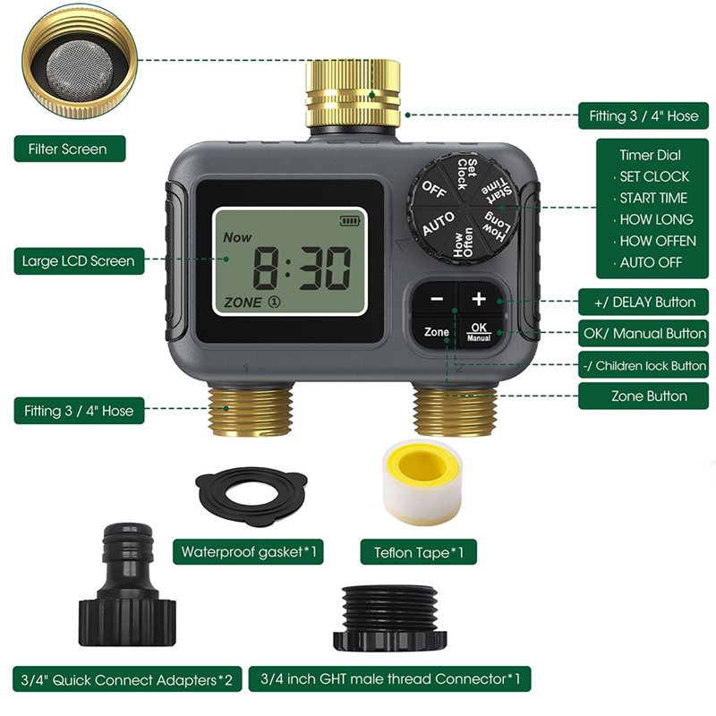 AY14 - デュアルアウトレット自動灌漑タイマー ガーデン - Timer Dual Outlet のレビューと価格
