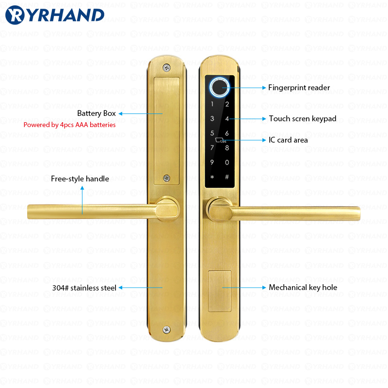 IP66 ゴールドステンレス鋼スライドガラススマートロック  - Glass Door Hinge のレビューと価格