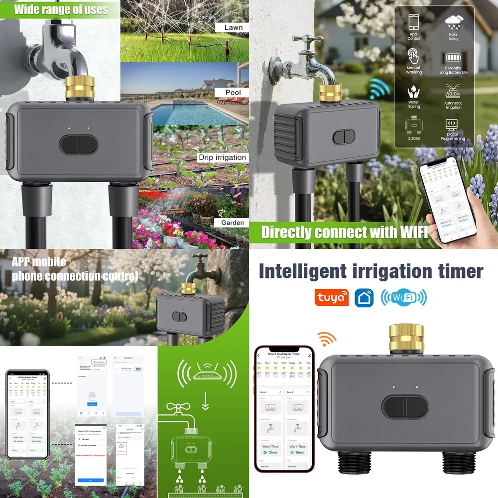 WAP01 WiFiアプリ制御 デュアルホース水タイマー ス - Timer Dual Outlet のレビューと価格