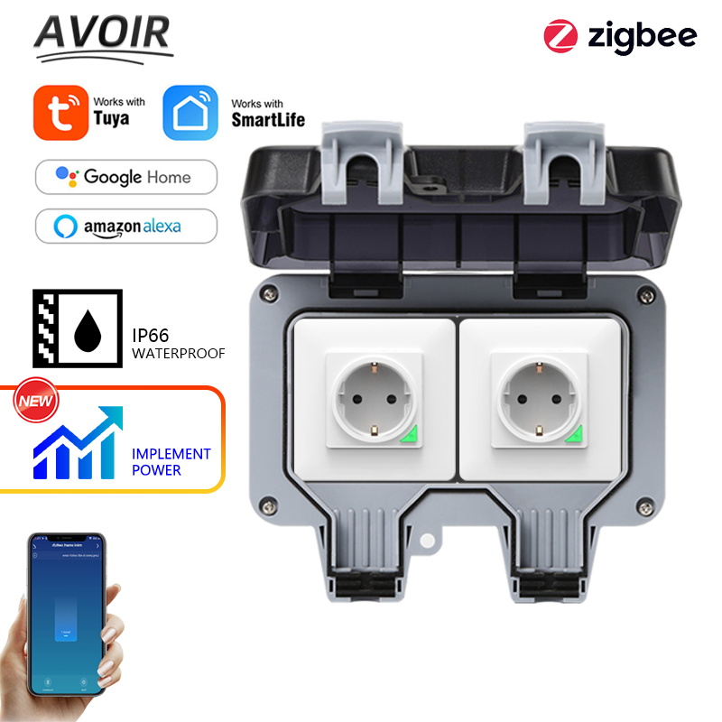 Avoir Tuya Zigbee 電気ソケット IP66  - Timer Dual Outlet のレビューと価格