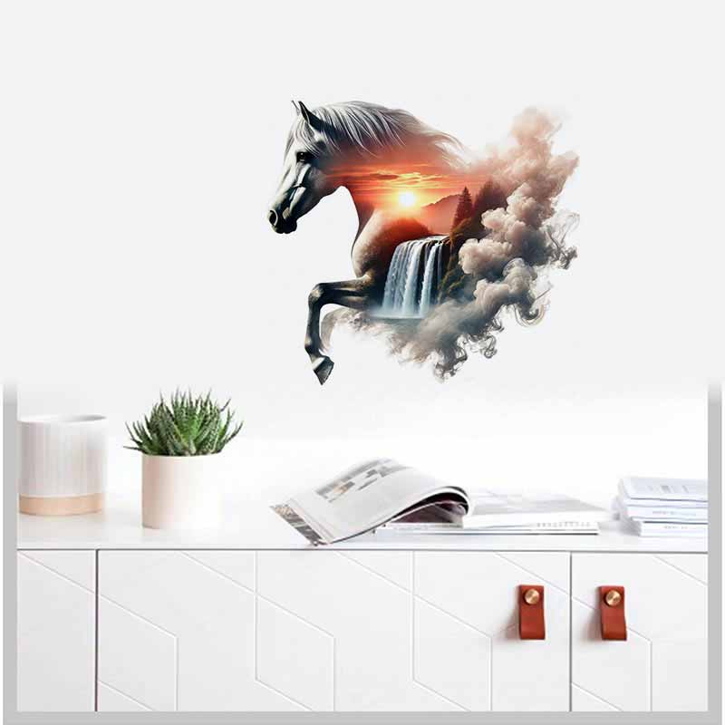 雄大な馬の自然ステッカー風景アートリビングルーム研究室ドア窓 - Pvc Panel Background のレビューと価格